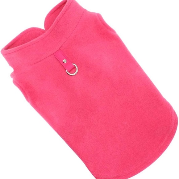 Jacko & Co Fleece Sweater Vest with Leash Ring on Back in Pink Size M 6-10lbs - Picture 3 of 4